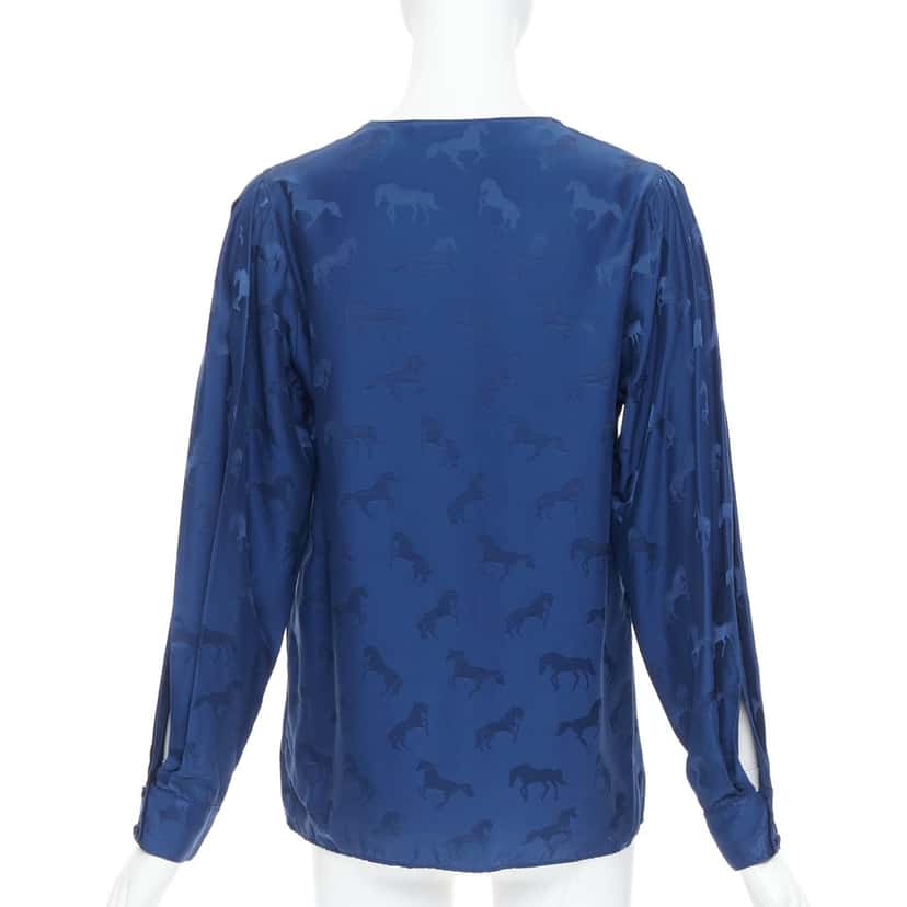 Stella McCartney Horse Print Shirt Blue Silk Very good condition - Box View