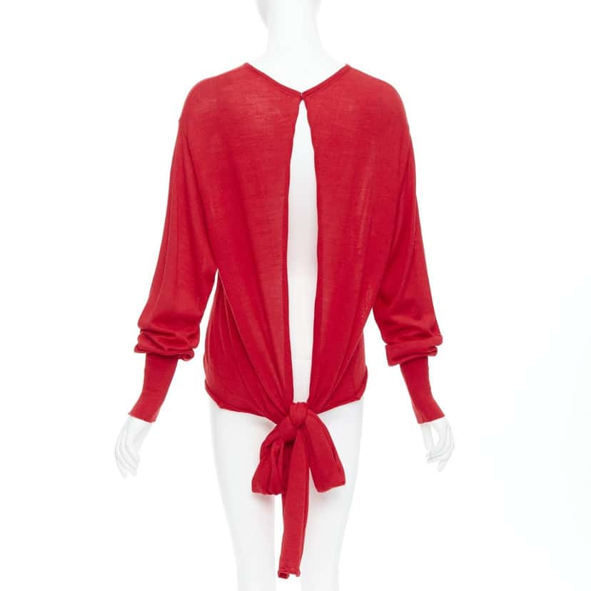 Estaban Cortezar Tie Back Sweater Red Wool Good condition - Front View