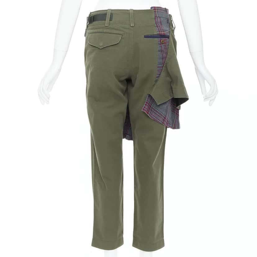 Sacai Deconstructed Kilt Pants Green Cotton Fair condition - Box View