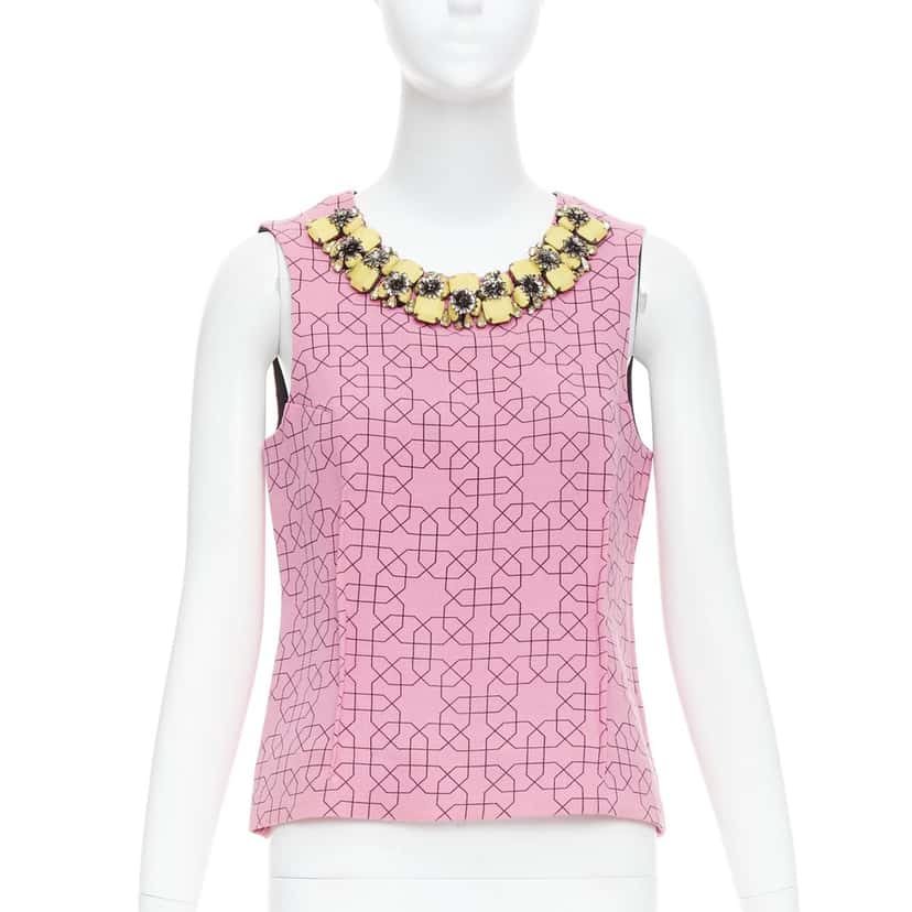 Marni Jewel Collar Vest Pink Wool Very good condition - Front View