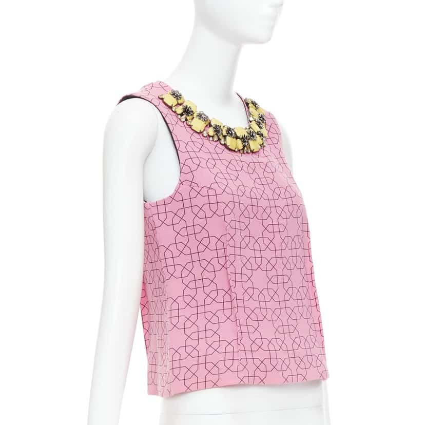Marni Jewel Collar Vest Pink Wool Very good condition - Inside View