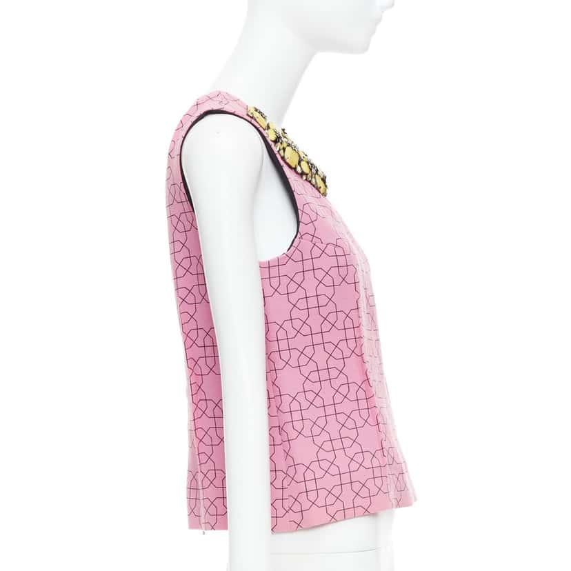 Marni Jewel Collar Vest Pink Wool Very good condition - Model View