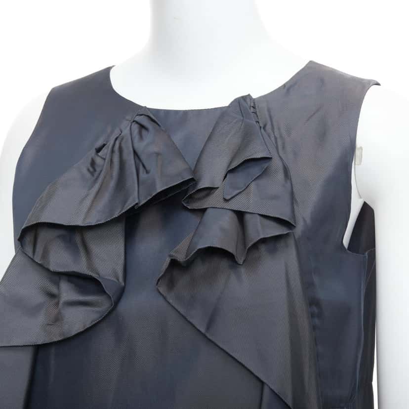 Marni Twill Ruffle Dress Grey Very good condition - Back View