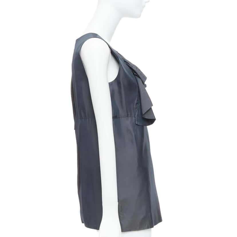 Marni Twill Ruffle Dress Grey Very good condition - Model View