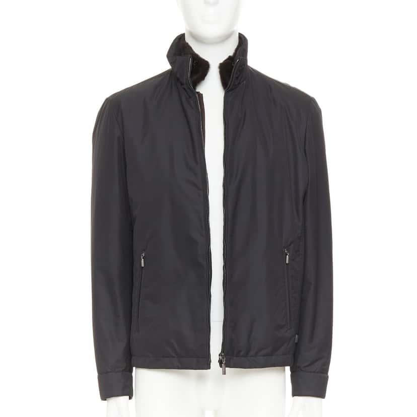 Brioni Coat Black Polyester Very good condition - Front View