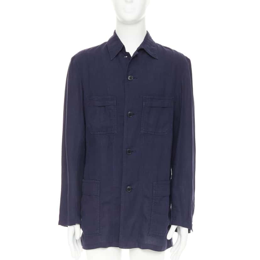 Y's Yohji Yamamoto Jacket Blue Linen Good condition - Front View