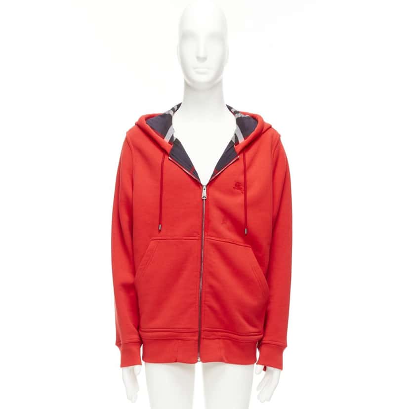 Burberry House Check Hoodie Red Cotton Fair condition - Back View