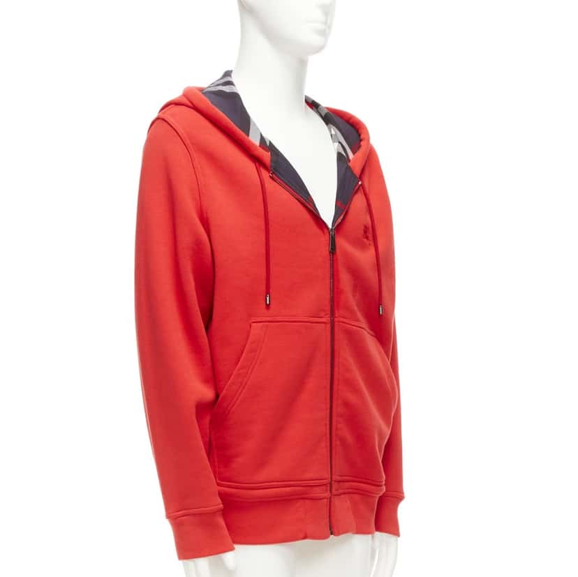 Burberry House Check Hoodie Red Cotton Fair condition - Inside View