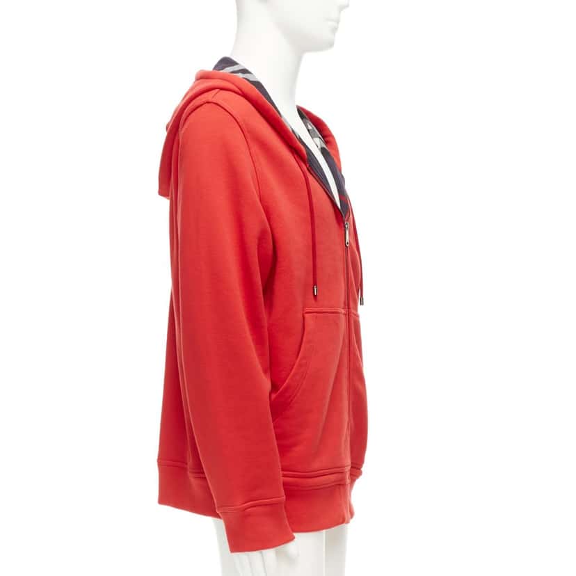Burberry House Check Hoodie Red Cotton Fair condition - Model View