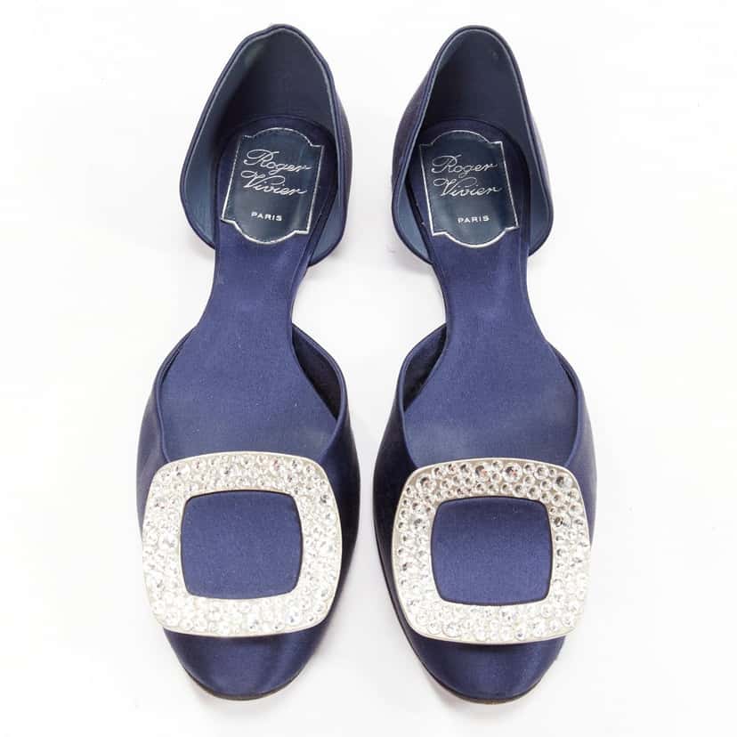 Roger Vivier Chips Strass Navy Very good condition - Front View