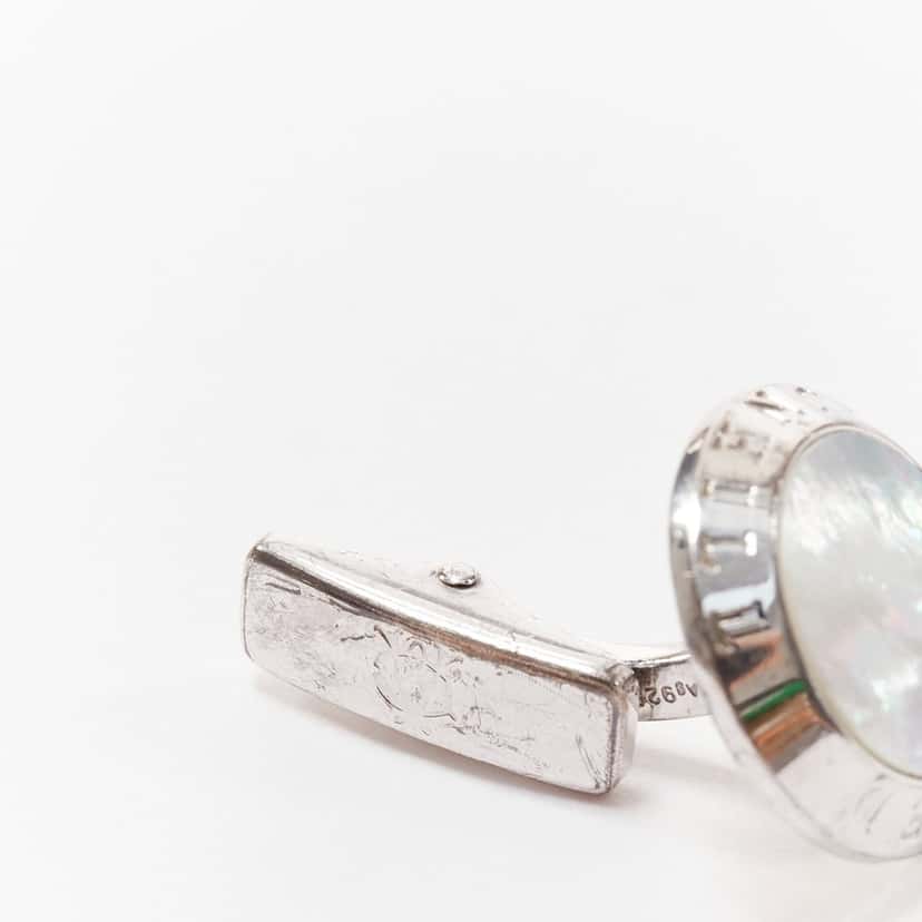 Alfred Dunhill Mother Pearl Cufflinks Silver Fair condition - Model View