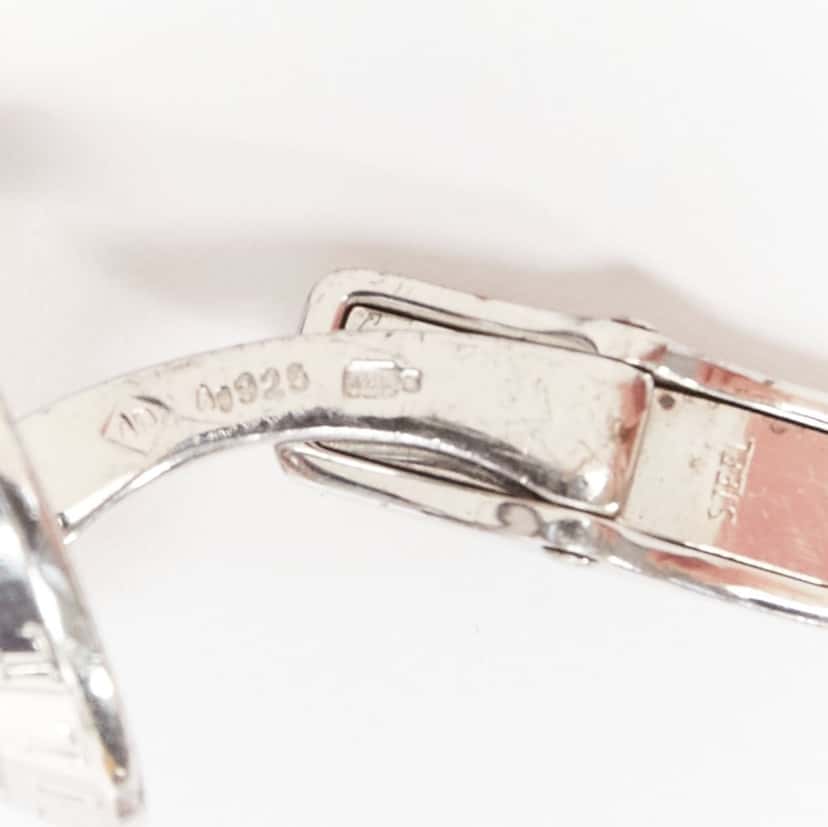 Alfred Dunhill Mother Pearl Cufflinks Silver Fair condition - Box View