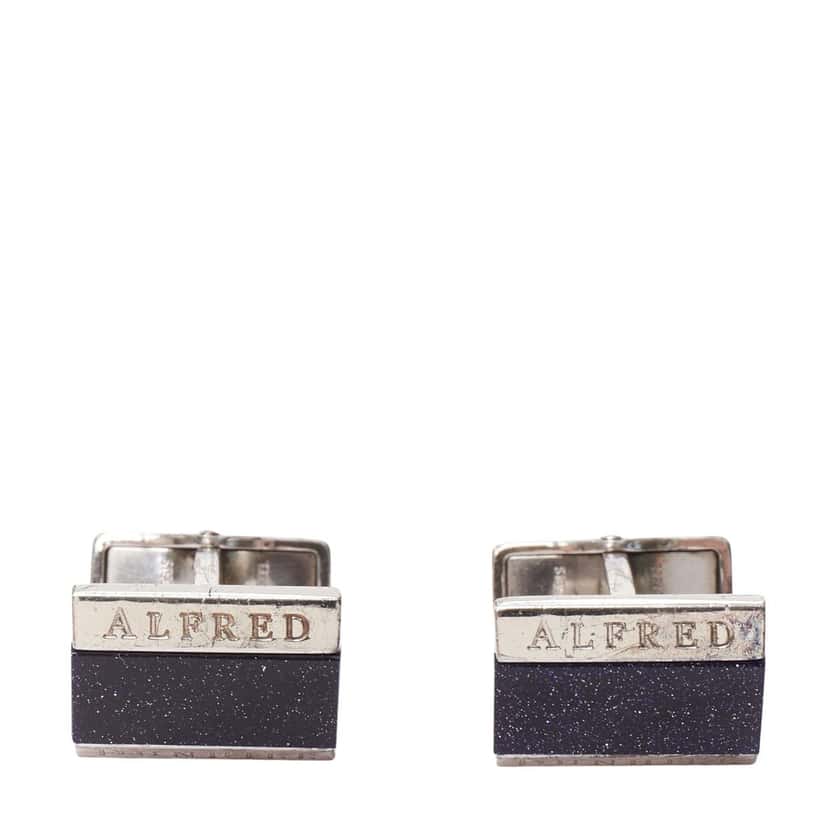 Alfred Dunhill Blue Glitter Cufflinks Silver Good condition - Front View