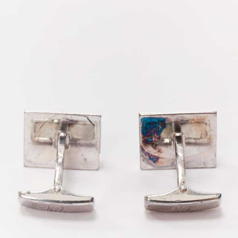 Alfred Dunhill Blue Glitter Cufflinks Silver Good condition - Back View