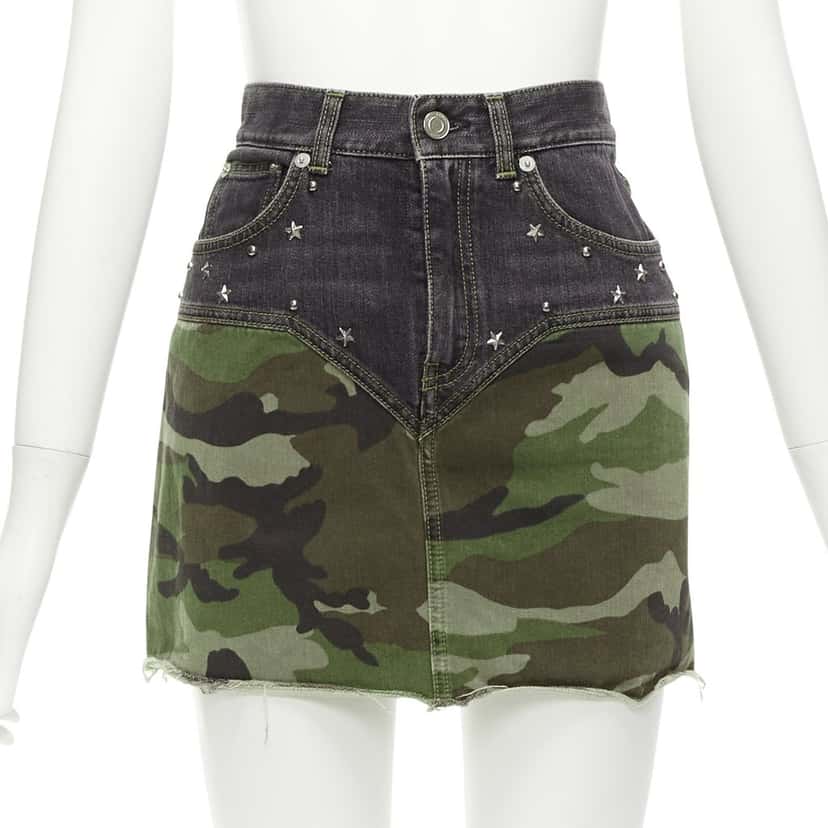 Saint Laurent Star Studded Skirt Blue Very good condition - Front View