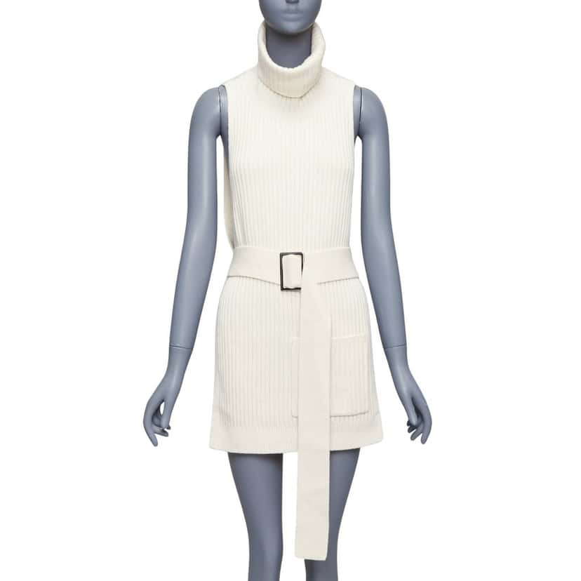 Tibi Ribbed Funnel Vest Ecru Wool Never worn - Front View