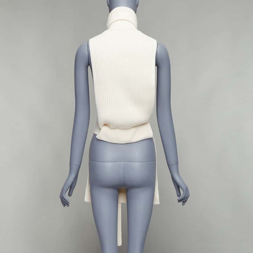Tibi Ribbed Funnel Vest Ecru Wool Never worn - Box View