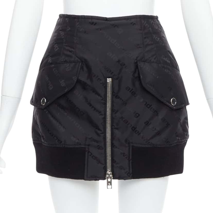 Alexander Wang Bomber Mini Skirt Black Very good condition - Front View