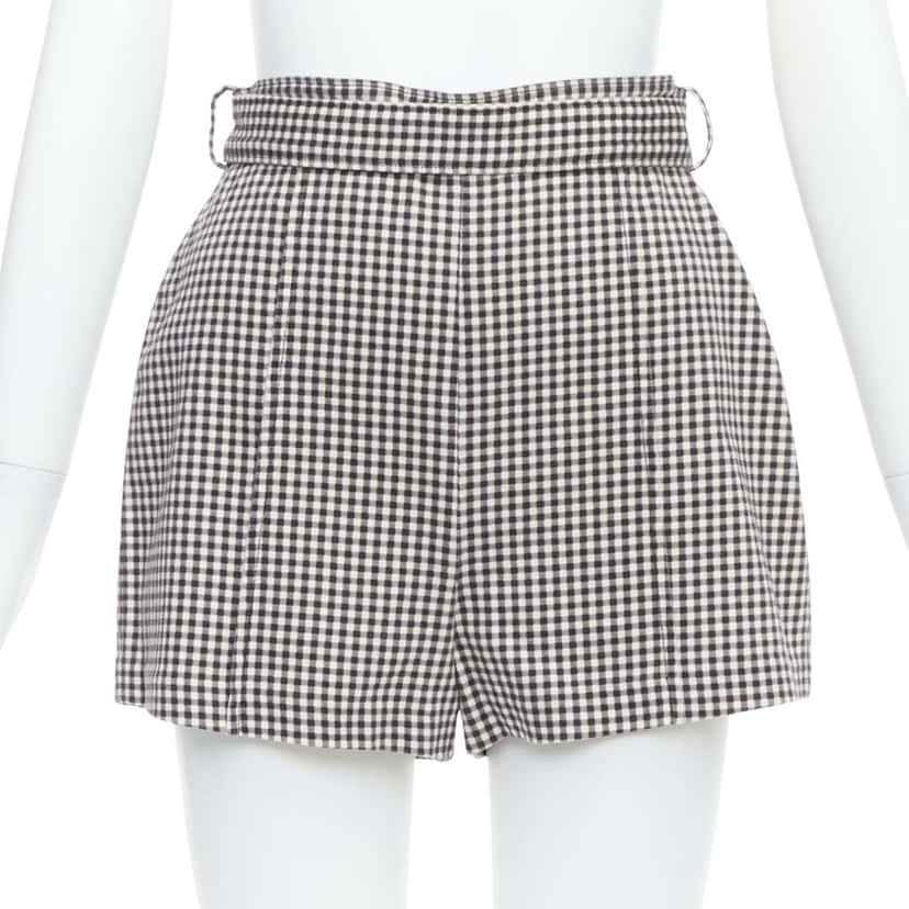Zimmermann Gingham Print Shorts White Cotton Never worn - Front View