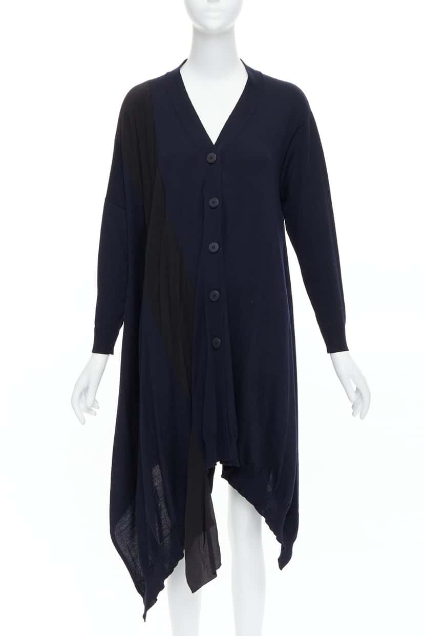 Stella McCartney High Low Cardigan Navy Wool Very good condition - Front View