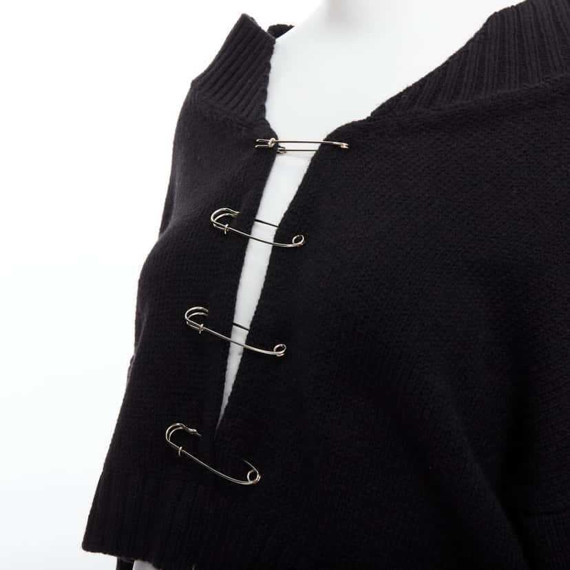 Guizio Safety Pin Cardigan Black Wool Never worn - Back View