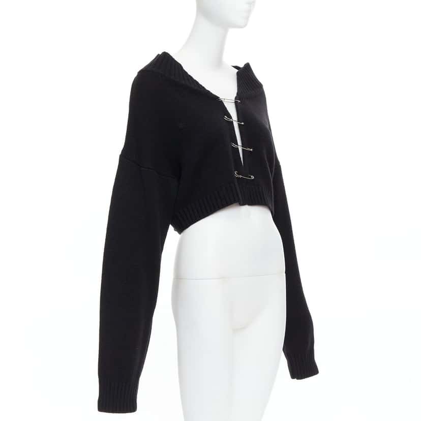 Guizio Safety Pin Cardigan Black Wool Never worn - Inside View