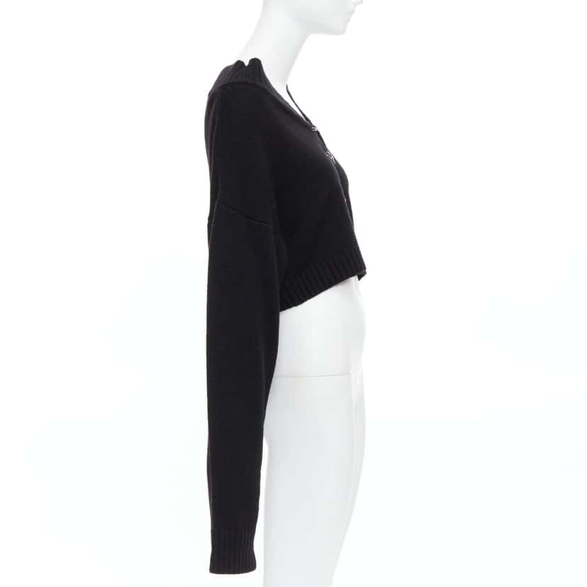 Guizio Safety Pin Cardigan Black Wool Never worn - Model View