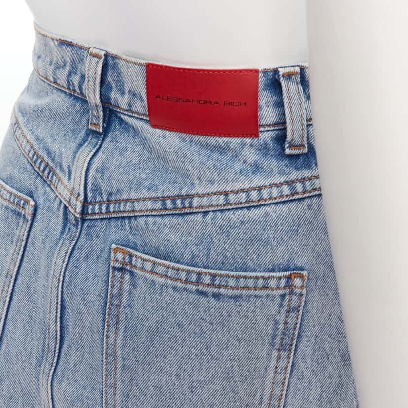 Alessandra Rich Crystal Denim Skirt Blue Polyester Very good condition - Back View