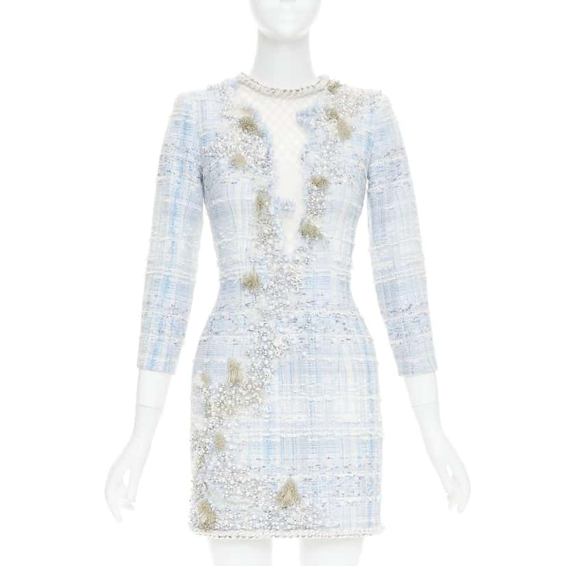 Balmain Dress Blue Cotton Very good condition - Front View