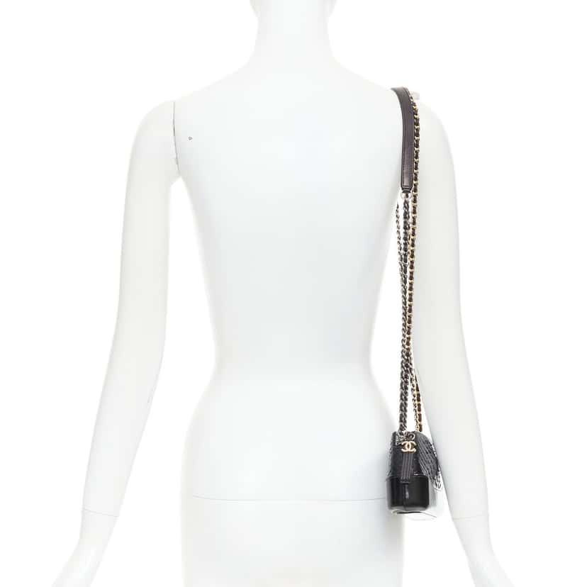 Chanel Mini Gabrielle WOC Black Leather Fair condition - Back View