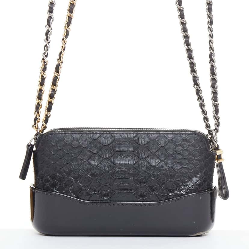 Chanel Mini Gabrielle WOC Black Leather Fair condition - Box View
