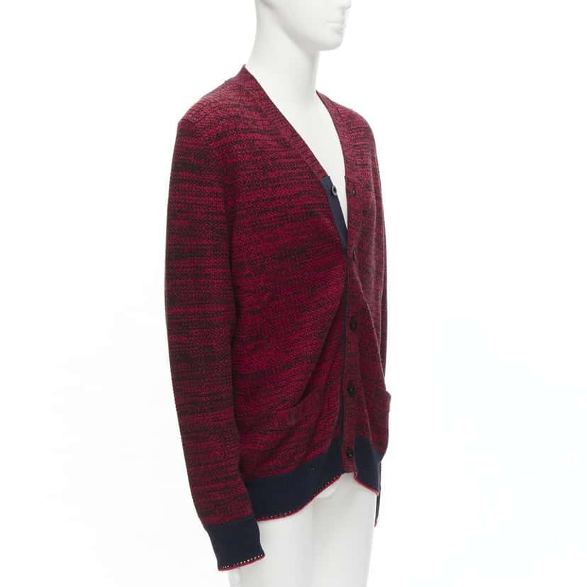 Sacai Speckled Rib Cardigan Red Cotton Very good condition - Inside View