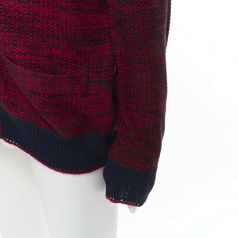 Sacai Speckled Rib Cardigan Red Cotton Very good condition - Box View