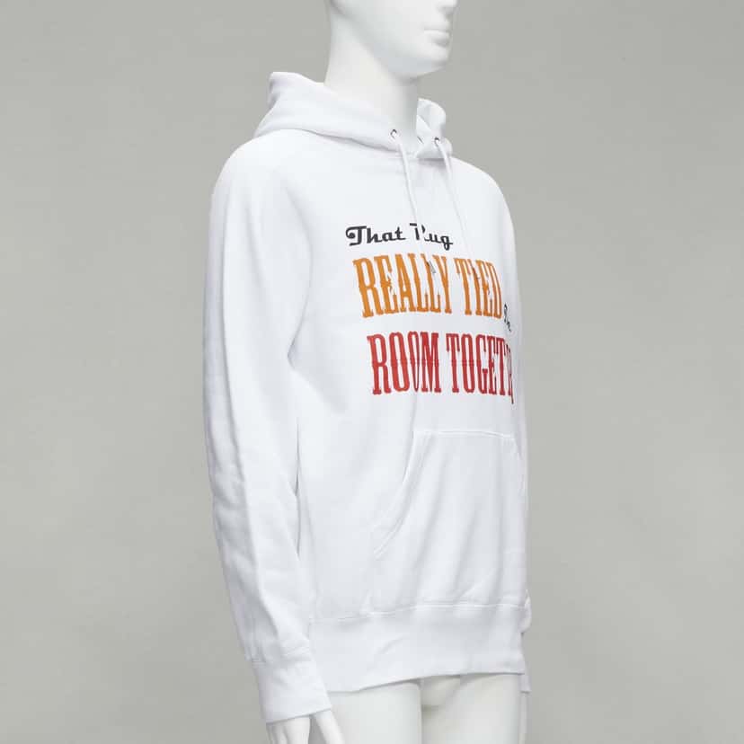 Sacai Slogan White Hoodie White Cotton Never worn - Inside View