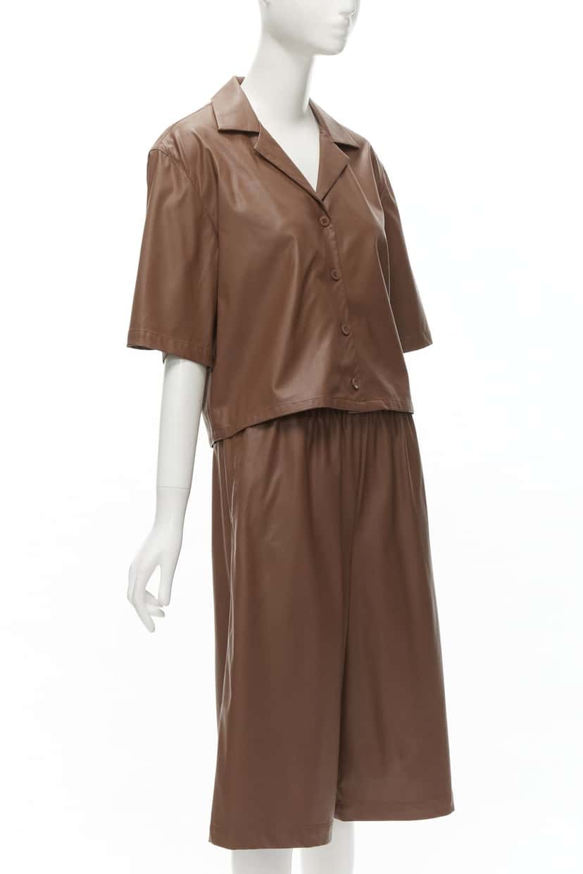 Tibi Faux Leather Culottes Brown Polyester Never worn - Back View