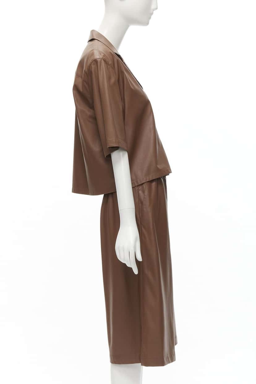 Tibi Faux Leather Culottes Brown Polyester Never worn - Inside View