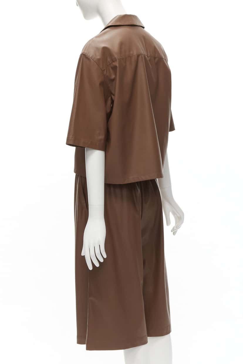 Tibi Faux Leather Culottes Brown Polyester Never worn - Box View
