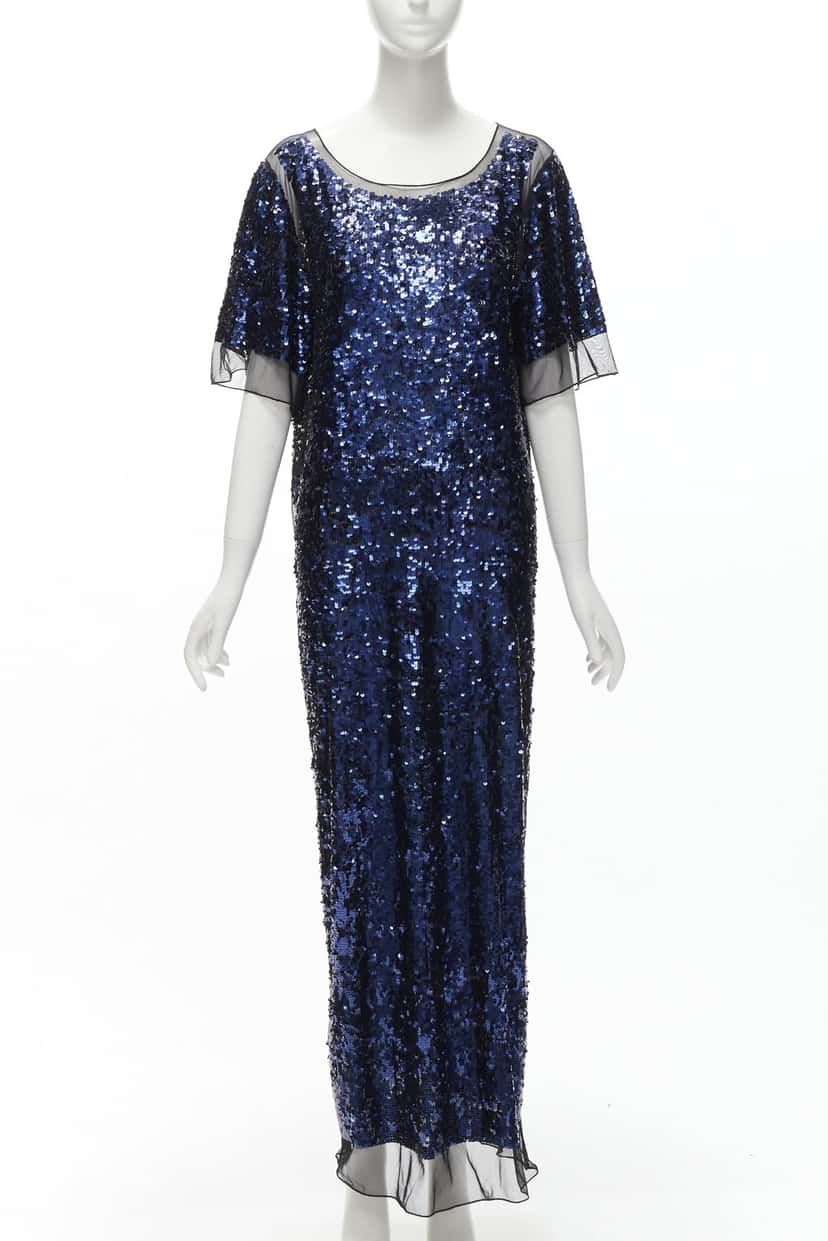 BY MALENE BIRGER Sequins Sheer Gown Blue Polyester Very good condition - Front View