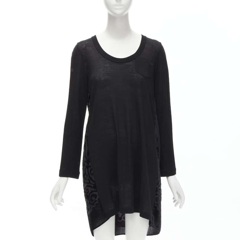 Sacai Velvet Sweater Dress Black Wool Never worn - Front View