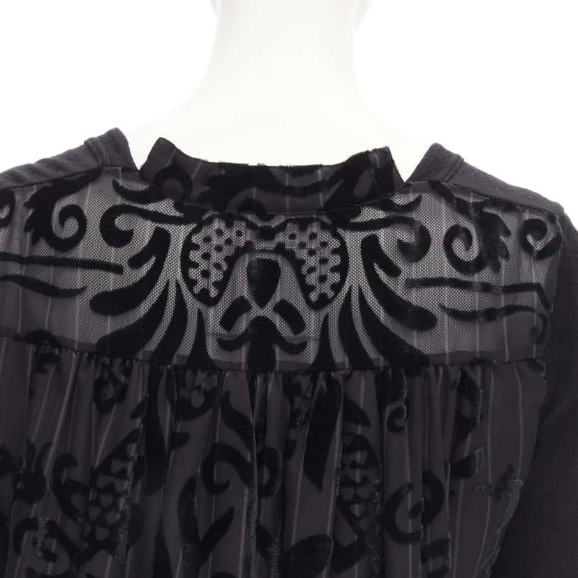 Sacai Velvet Sweater Dress Black Wool Never worn - Back View