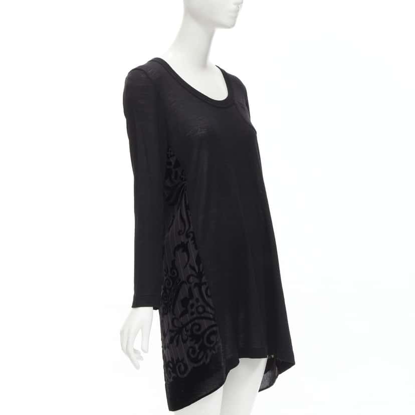Sacai Velvet Sweater Dress Black Wool Never worn - Inside View