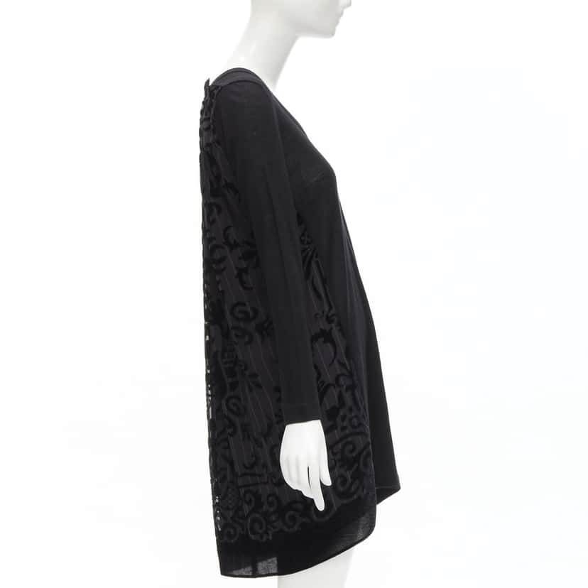 Sacai Velvet Sweater Dress Black Wool Never worn - Model View