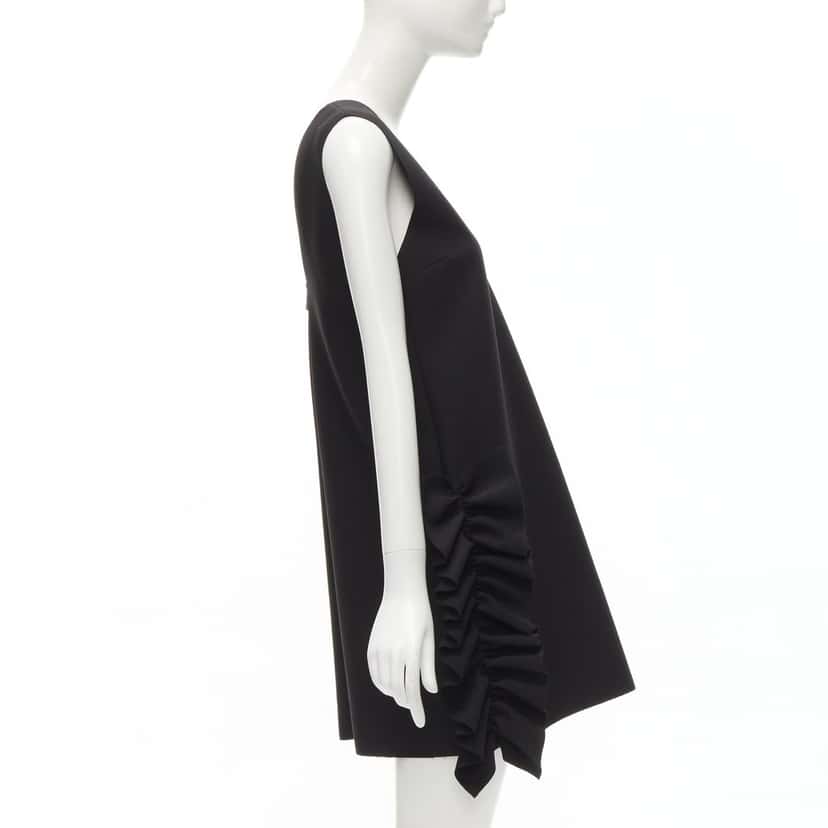 MSGM Structured Ruffles Dress Black Polyester Very good condition - Model View