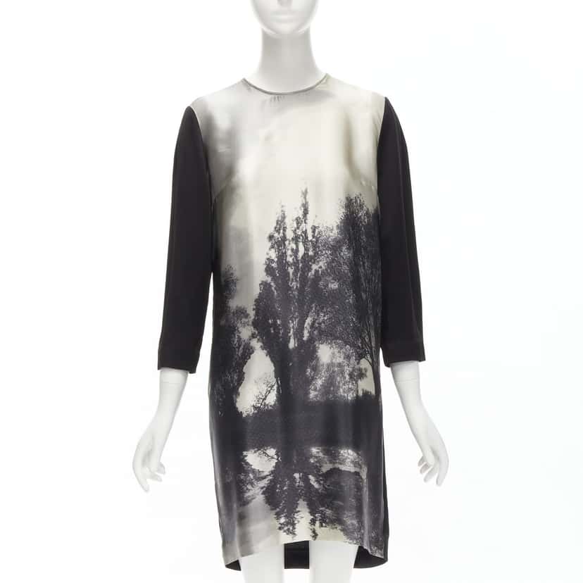 Stella McCartney Tree Photo Dress Black Silk Good condition - Front View
