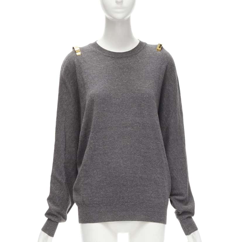 Givenchy Shoulder Bar Sweater Grey Wool Never worn - Front View