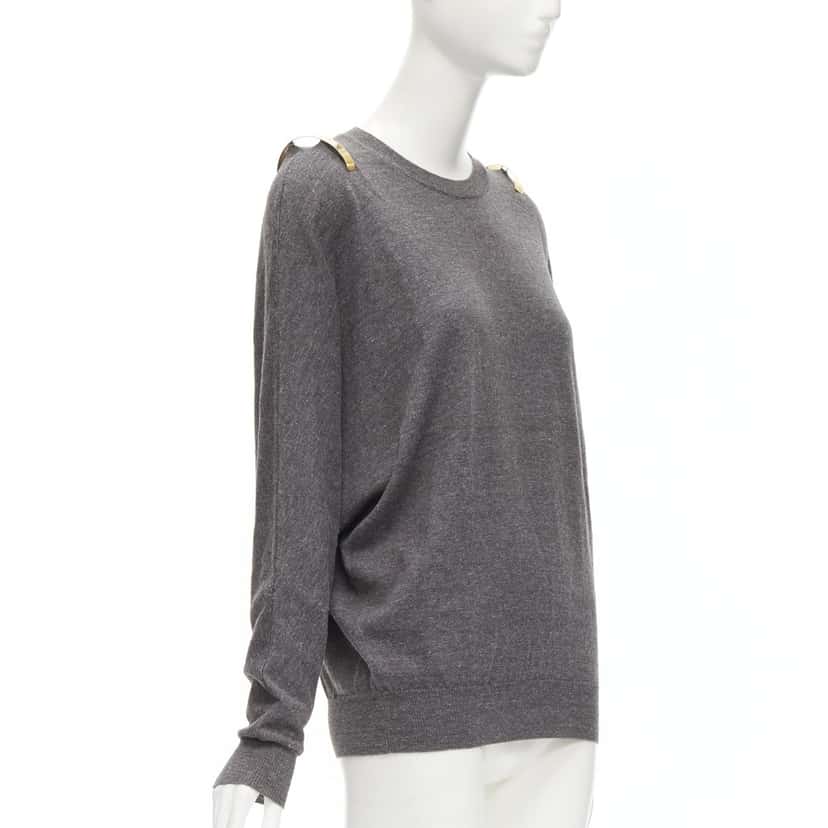 Givenchy Shoulder Bar Sweater Grey Wool Never worn - Inside View
