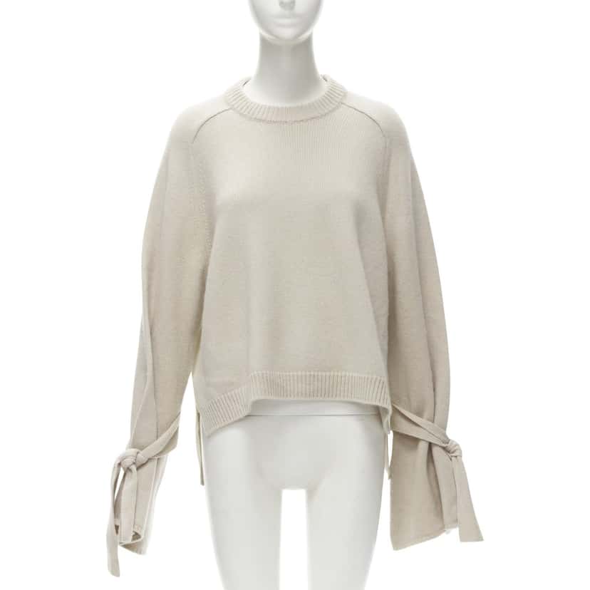 Tibi Bow Tie Sweater Beige Cashmere Very good condition - Front View
