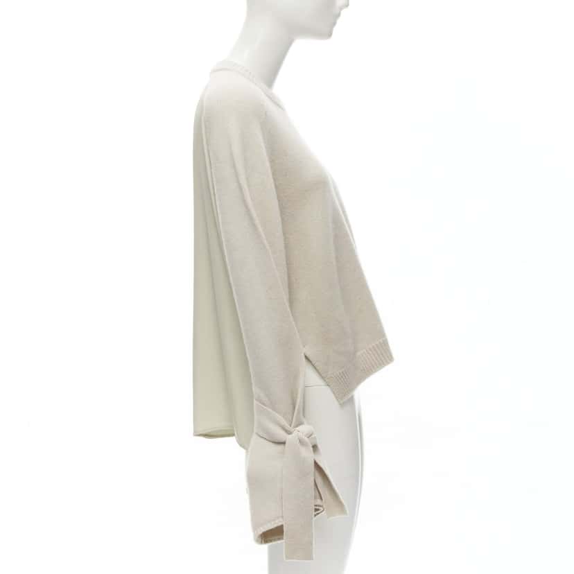 Tibi Bow Tie Sweater Beige Cashmere Very good condition - Model View