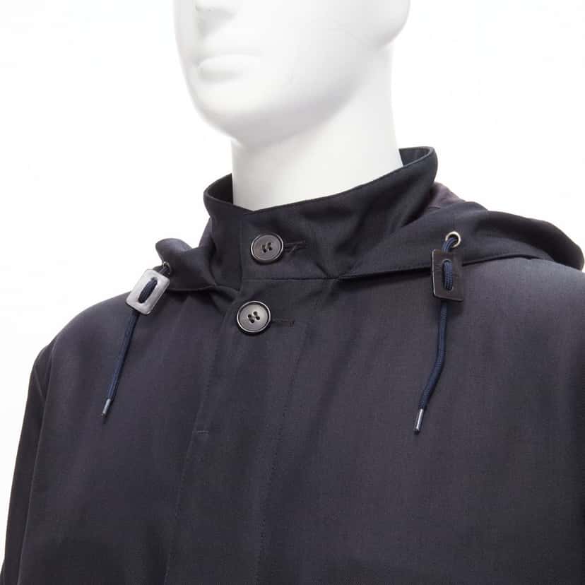 Marni Black Hooded Wool Parka Black Wool Good condition - Back View