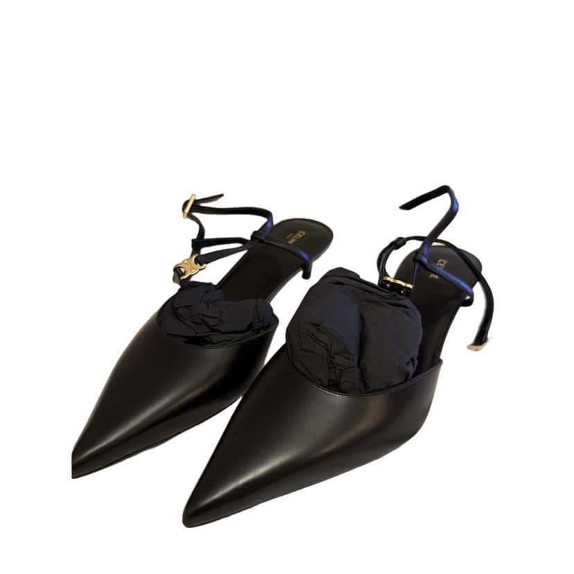 Celine Pointed Toe Black Leather Never worn - Front View